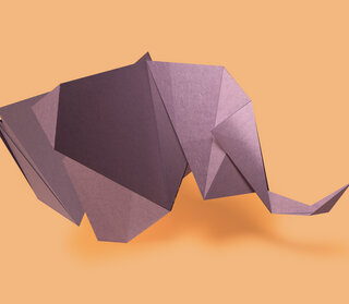 Origami folded Elephant