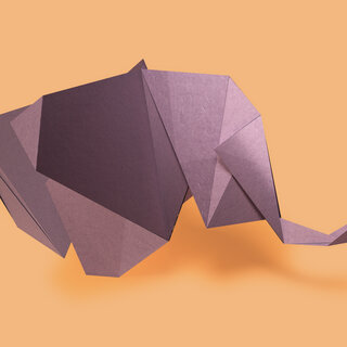 Origami folded Elephant