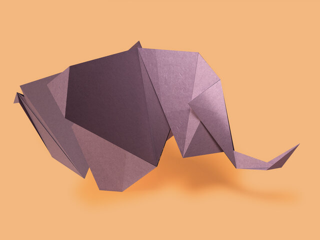 Origami folded Elephant