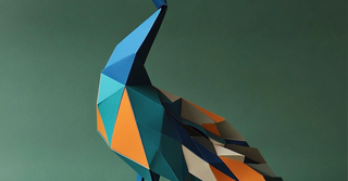 Image of an Peacock in Origami Style