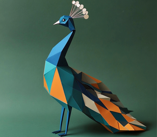 Image of an Peacock in Origami Style