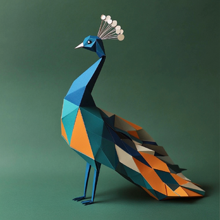Image of an Peacock in Origami Style
