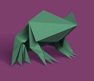 image of a frog in origami style