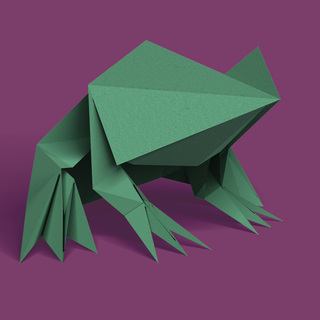 image of a frog in origami style
