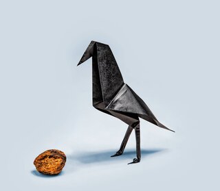 raven in origami style