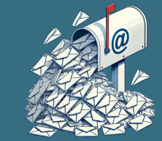 Picture of a mailbox bursting with e-mail