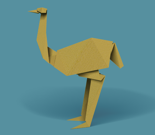 image of an ostrich in origami style