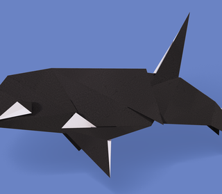 image of an orca in origami style