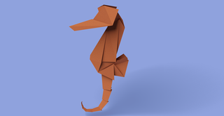 image of a seahorse in origami style