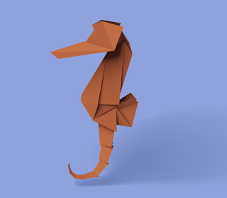 image of a seahorse in origami style
