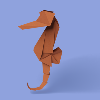 image of a seahorse in origami style
