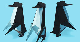 Group of penguins origami style