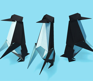 Group of penguins origami style