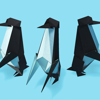 Group of penguins origami style