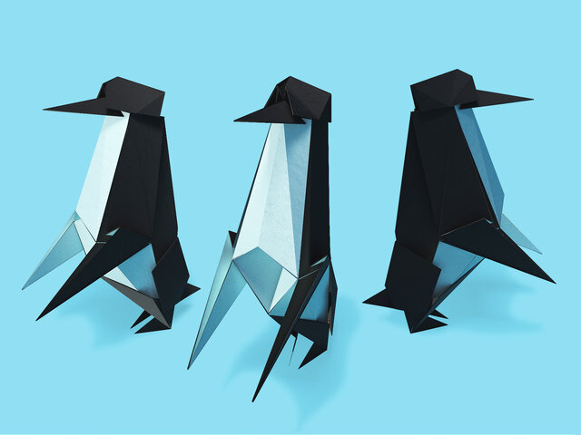Group of penguins origami style