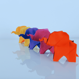 Illustration elephants origami style