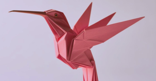 Illustration of hummingbird in origami style