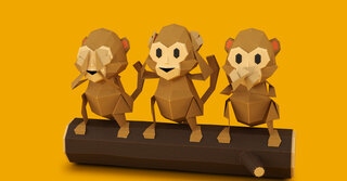 Illustration of three monkeys sitting on a tree