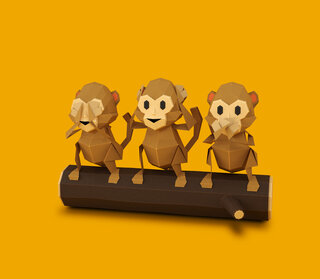 Illustration of three monkeys sitting on a tree