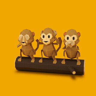 Illustration of three monkeys sitting on a tree
