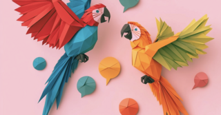 Illustration of parrots in origami style