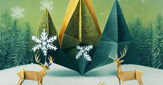 origami christmas scene