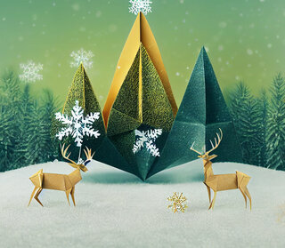 origami christmas scene