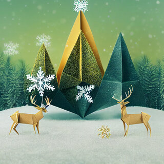 origami christmas scene