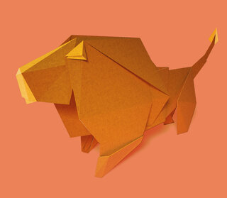 image of a Lion in origami style