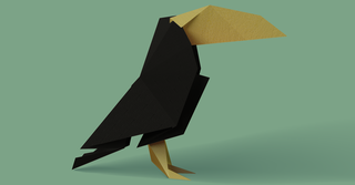 Origami folded tucan