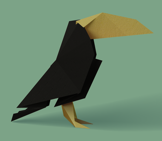 Origami folded tucan