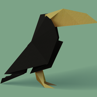 Origami folded tucan