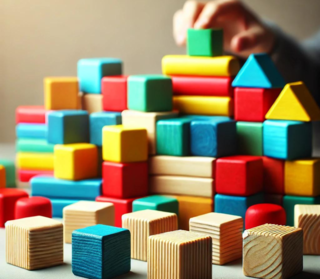 Illustration of wooden building blocks