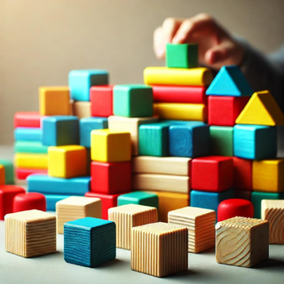 Illustration of wooden building blocks