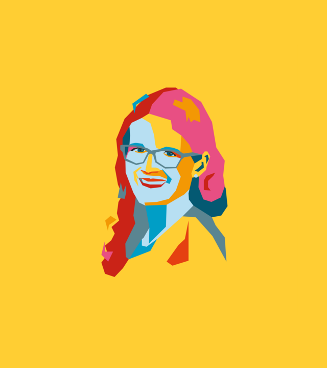 Polygon-style portrait of Jessica Traupe
