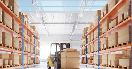 Image of a forklift in a warehouse