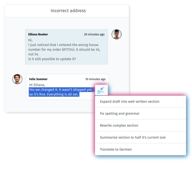Graphic illustrating Zamamd AI writing assistant feature