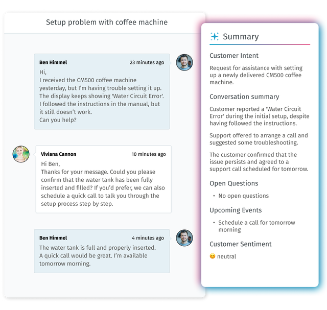 Graphic illustrating Zamamd AI ticket summary feature