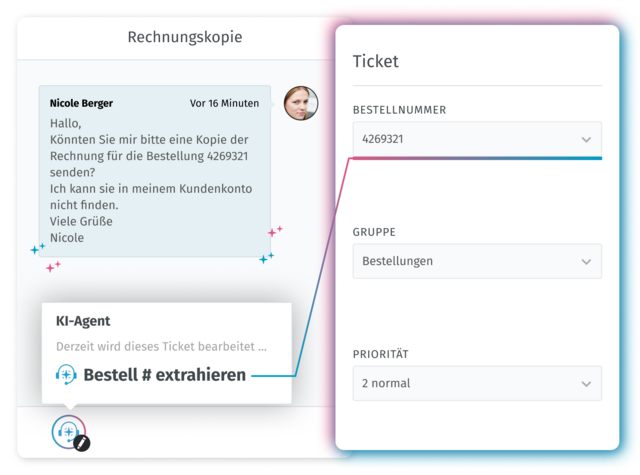 Beispiel f&uuml;r einen KI-Textextraktor in einem Zammad-Ticket