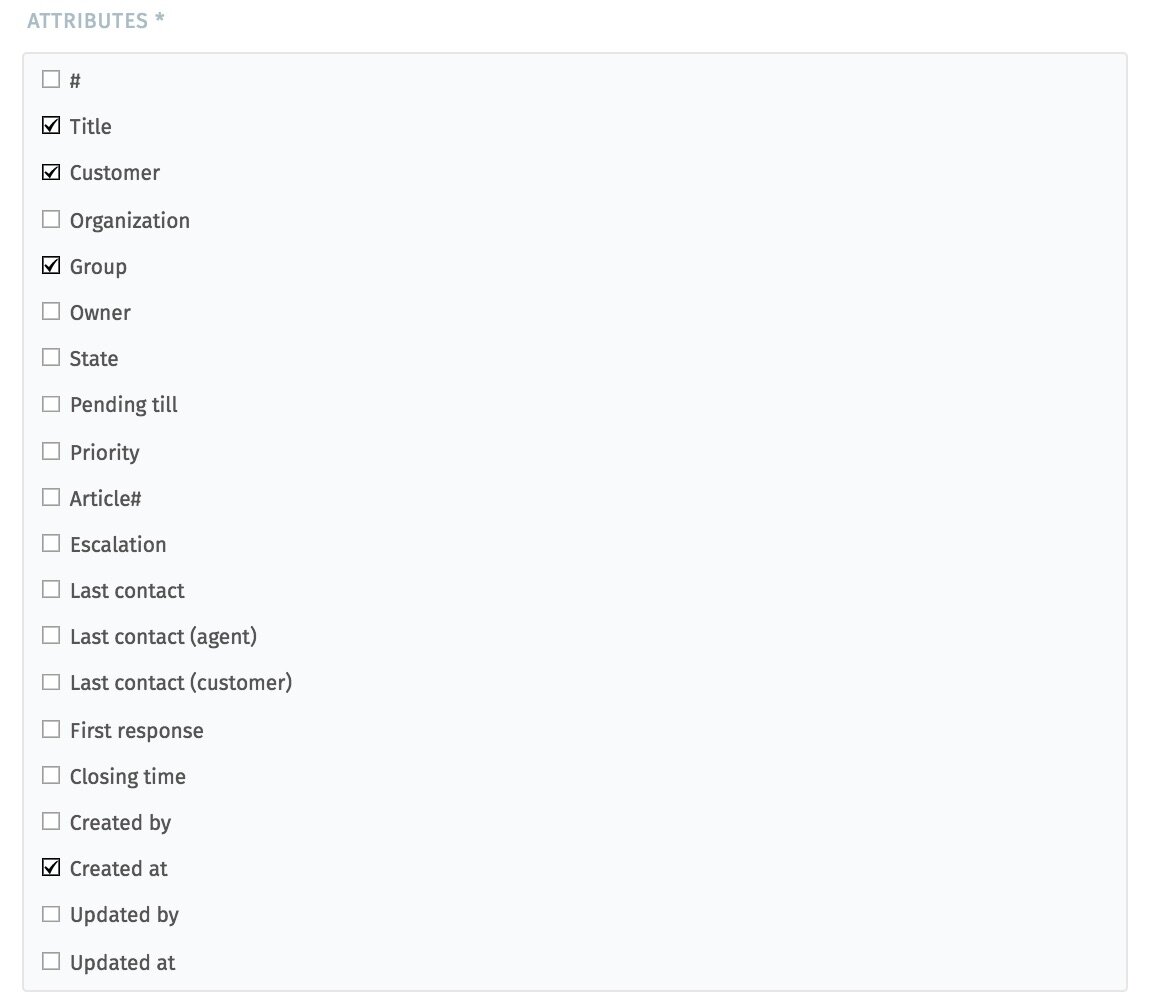 Screenshot Zammad overview attributes