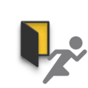 Icon of person running away from door