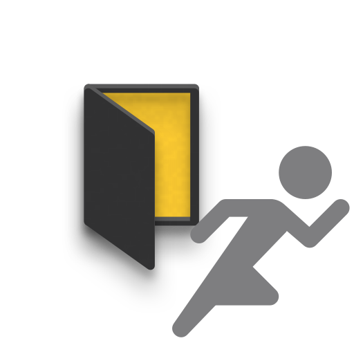 Icon of person running away from door
