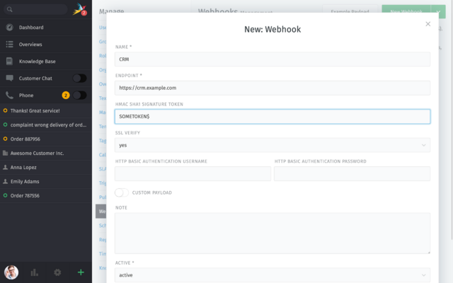 Webhooks | Zammad Features