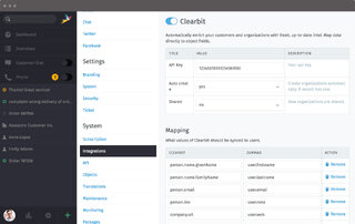 Zammad Screenshot Clearbit Admin