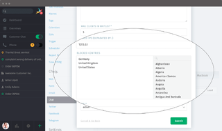 Zammad Screenshot chat restrict