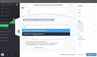 Zammad Screenshot autocomplete