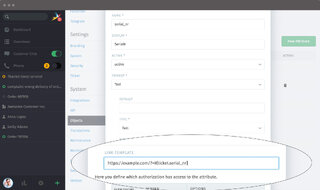 Screenshot Zammad external link admin