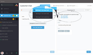 Screenshot Zammad chat transfer