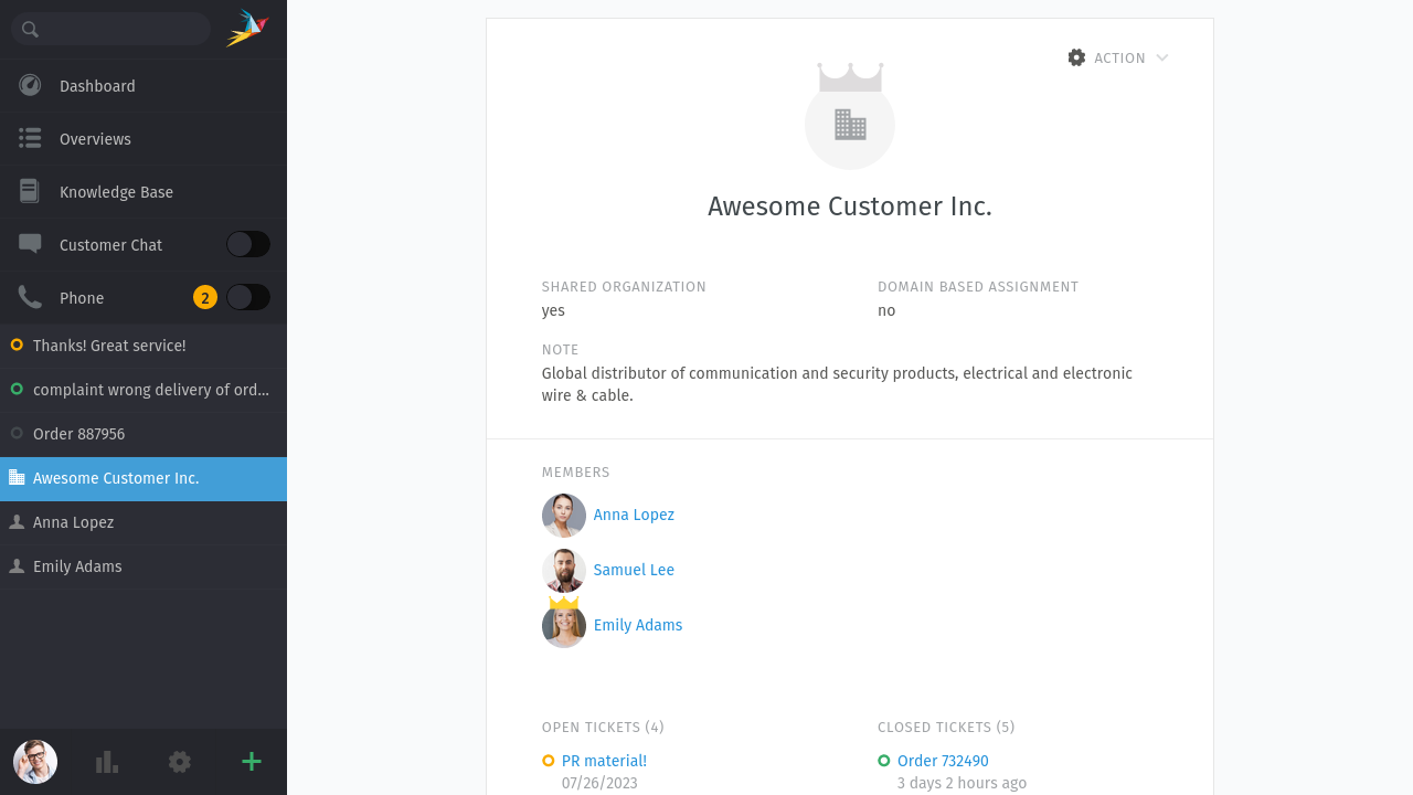 Screenshot VIP features in Zammad