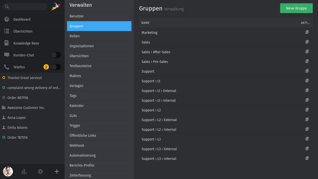 Zammad Gruppen Baumstruktur